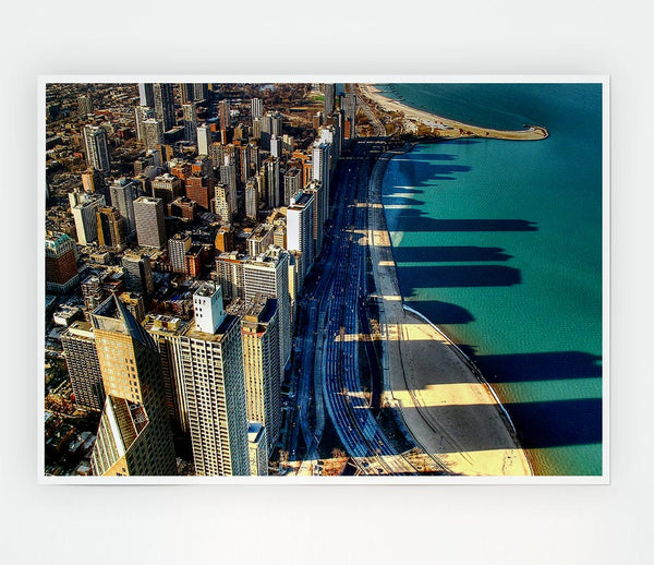 Chicago Beach Print Poster Wall Art