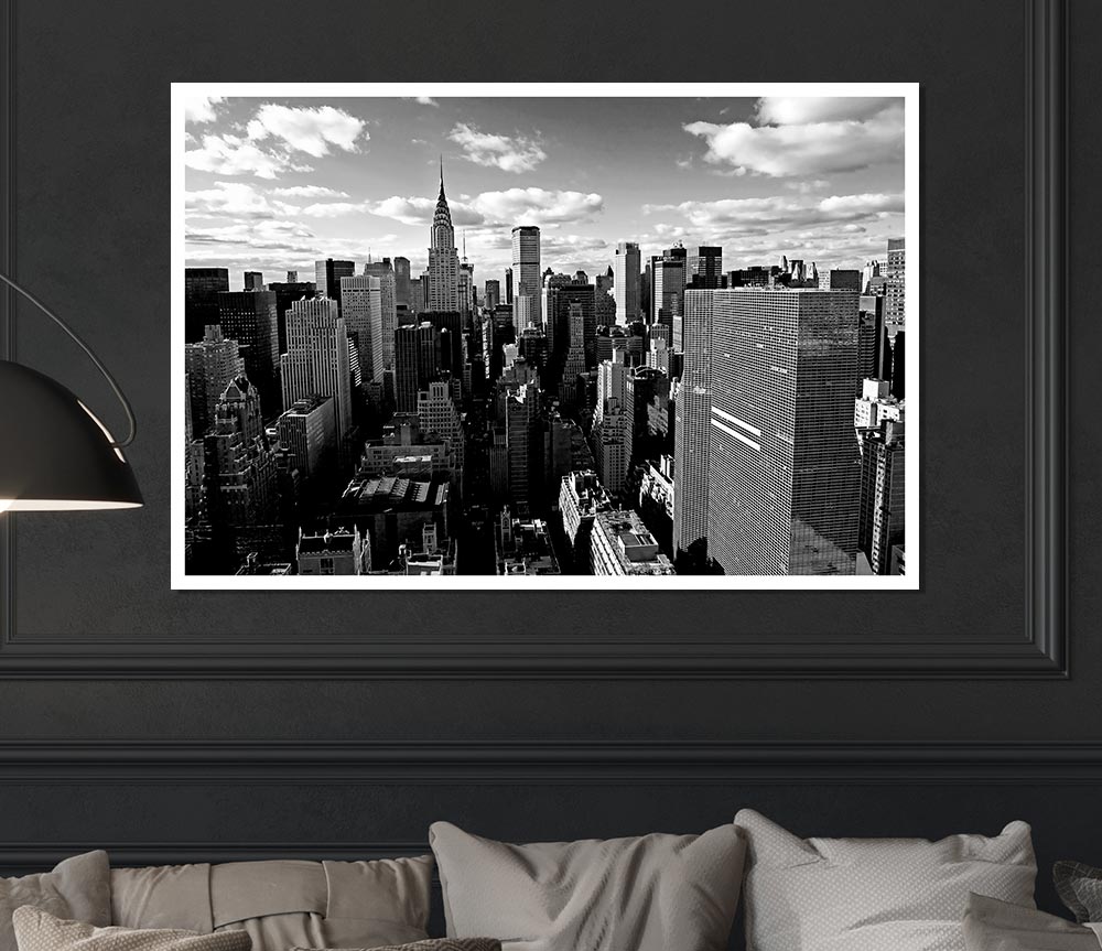 Chicago City View B N W Print Poster Wall Art