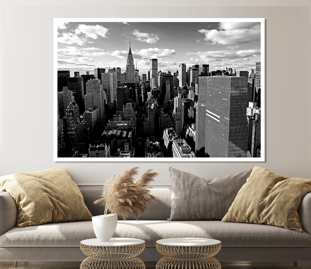 Chicago City View B N W Print Poster Wall Art