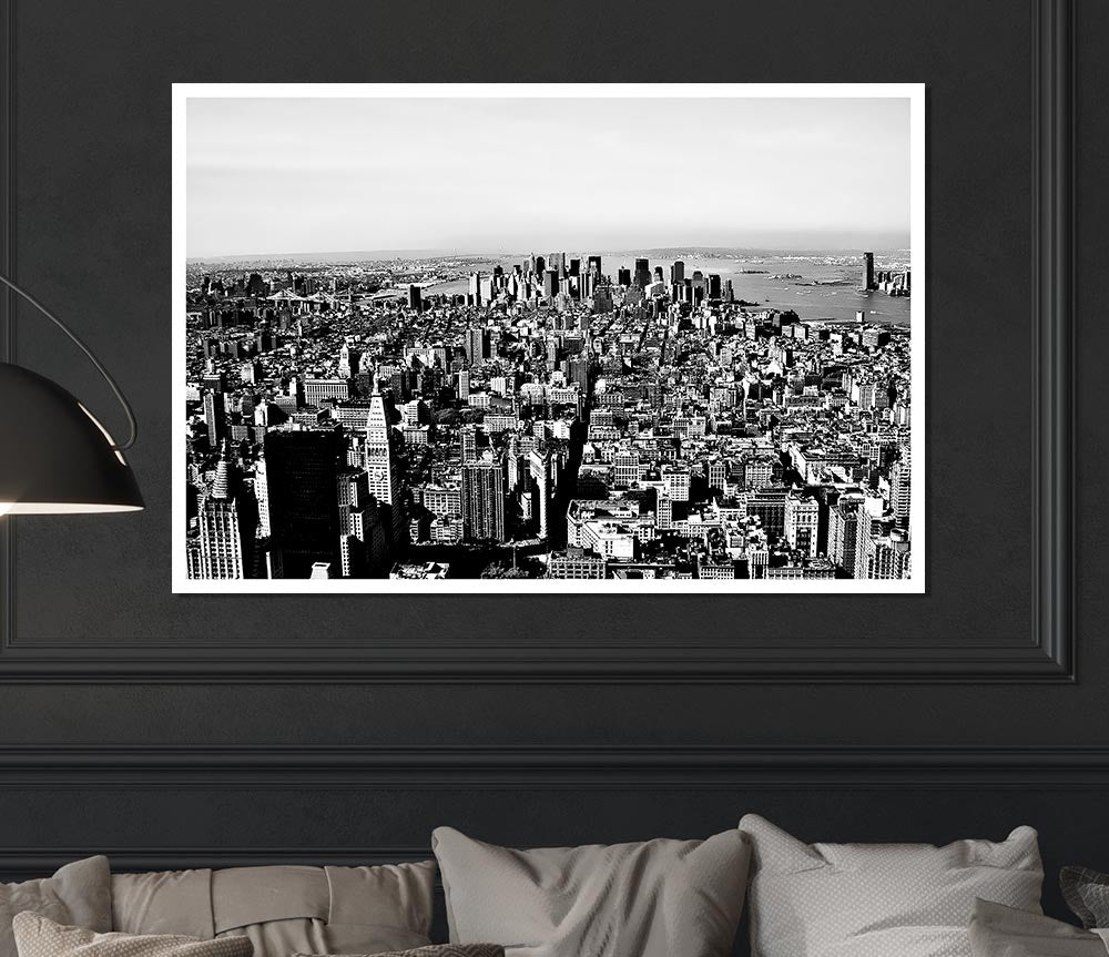 Chicago Distance B N W Print Poster Wall Art