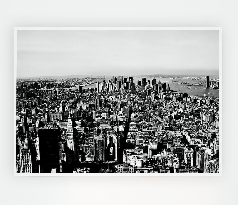 Chicago Distance B N W Print Poster Wall Art