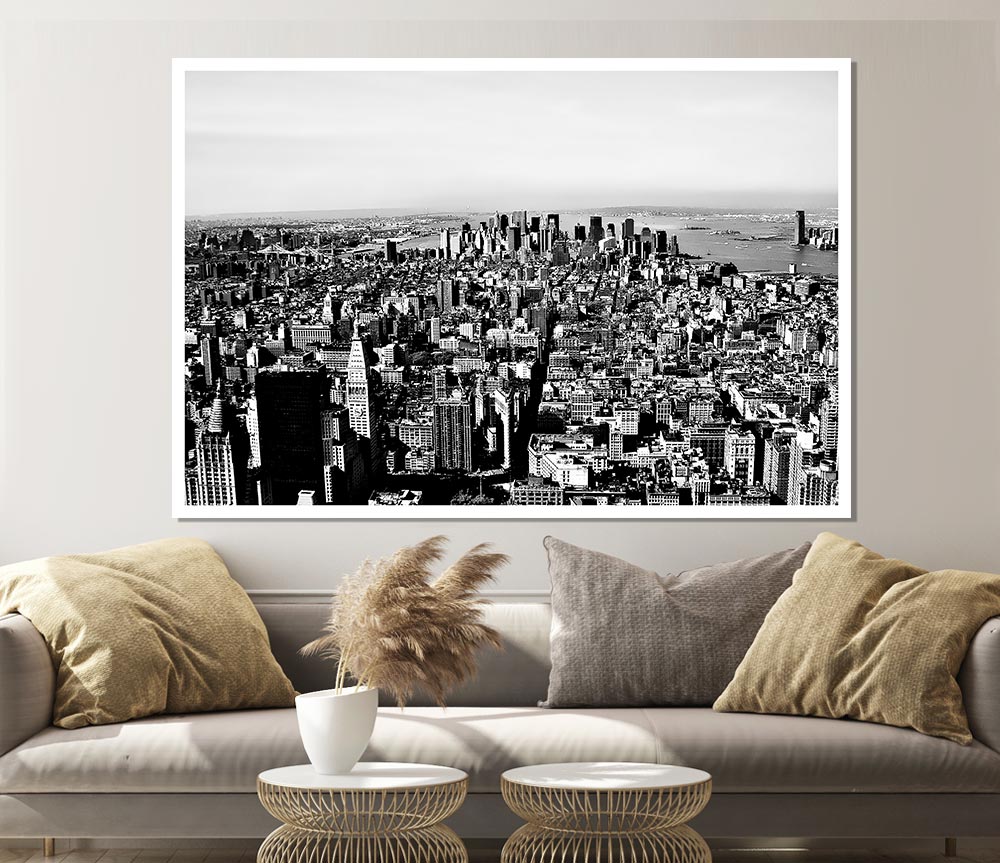 Chicago Distance B N W Print Poster Wall Art