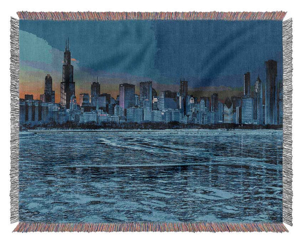 Chicago Ice Blue Waters Woven Blanket