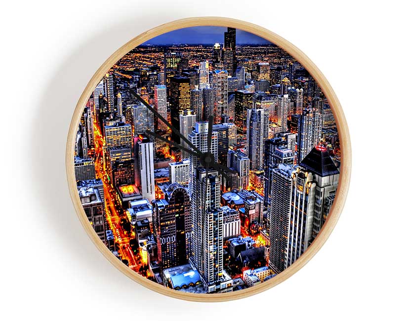 Chicago Illinois Night Lights Clock - Wallart-Direct UK