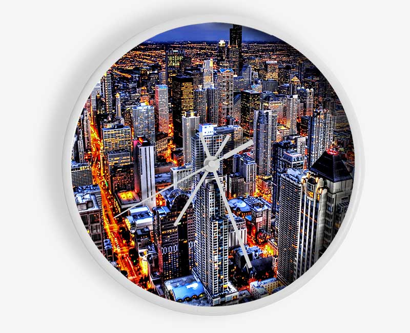 Chicago Illinois Night Lights Clock - Wallart-Direct UK