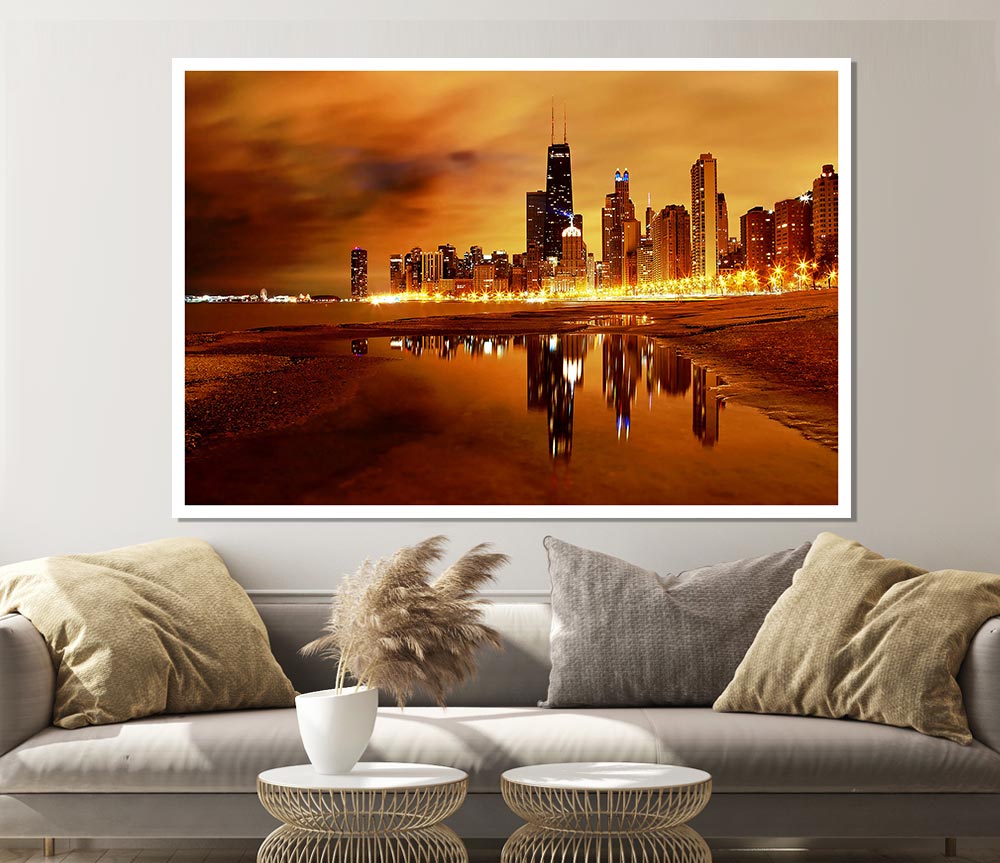 Chicago Late Evening Print Poster Wall Art