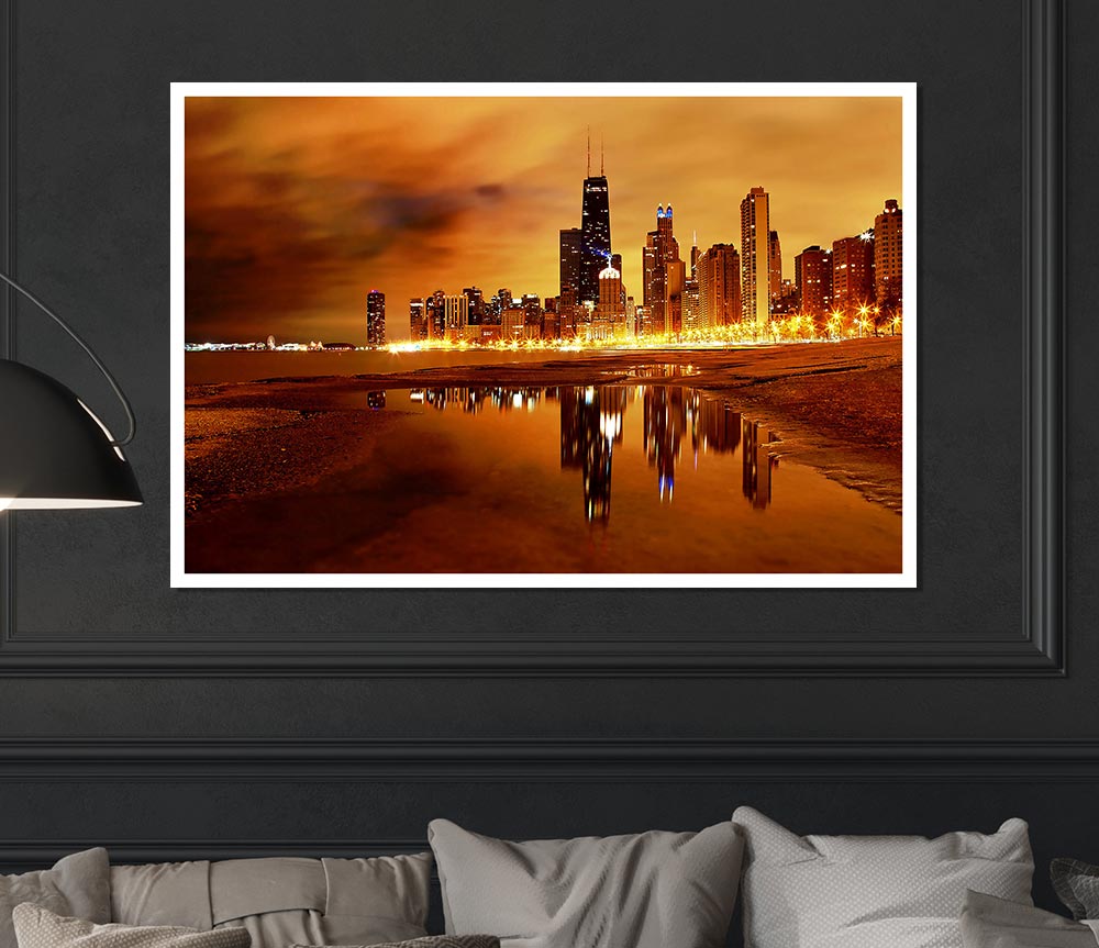 Chicago Late Evening Print Poster Wall Art