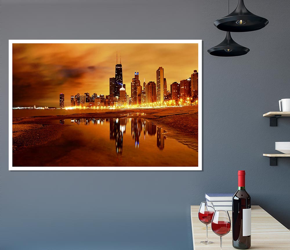 Chicago Late Evening Print Poster Wall Art