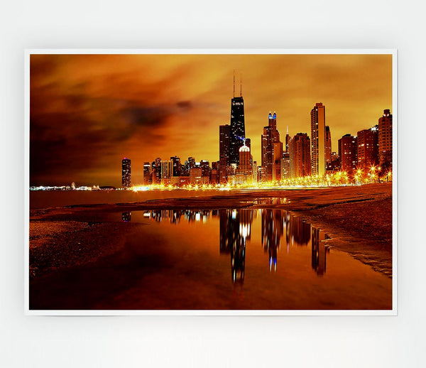 Chicago Late Evening Print Poster Wall Art