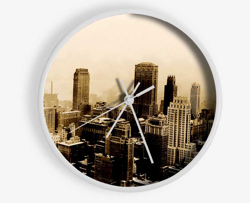 Chicago Mist Sepia Clock - Wallart-Direct UK