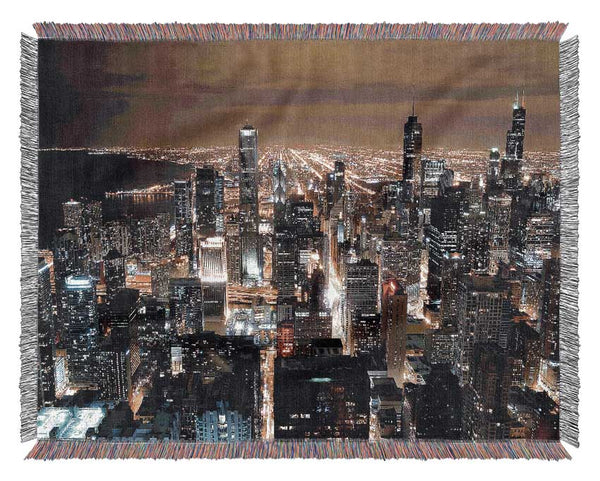 Chicago Skyline Nights Woven Blanket