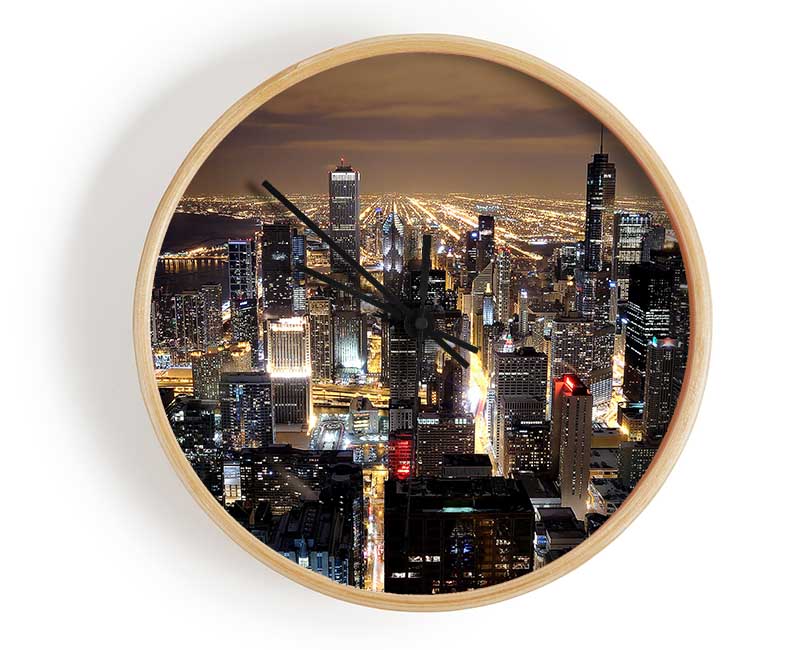 Chicago Skyline Nights Clock - Wallart-Direct UK