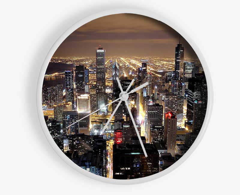 Chicago Skyline Nights Clock - Wallart-Direct UK