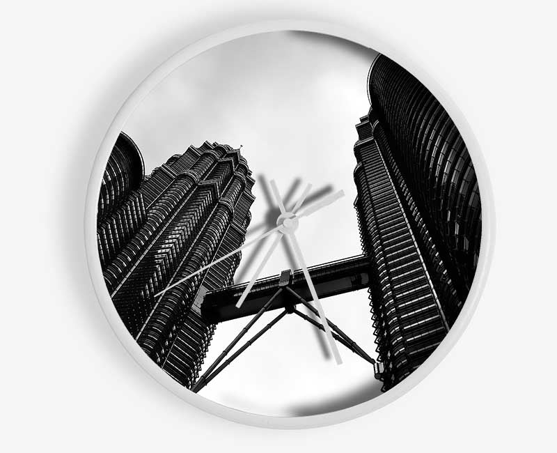 Petronas Towers Kuala Lumpur B n W Clock - Wallart-Direct UK