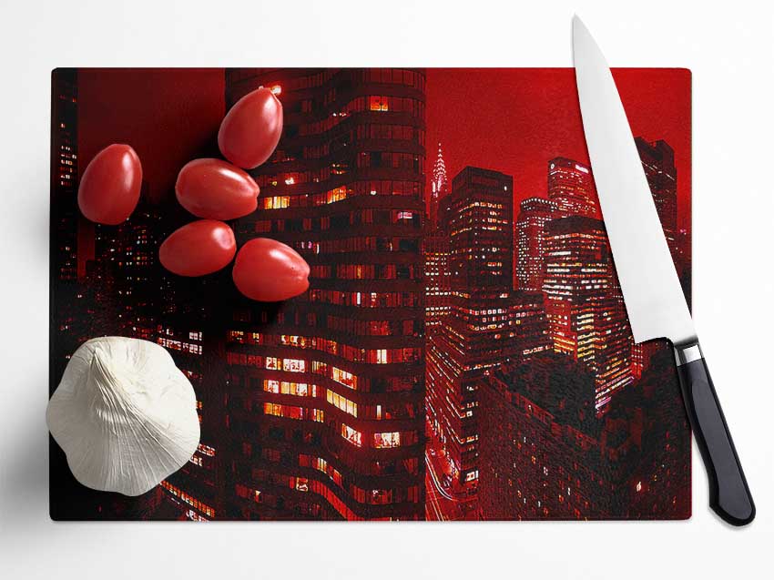 Chrysler Building Red Glass Chopping Board