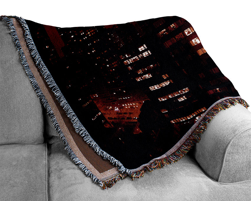 Chrysler Building Red Woven Blanket