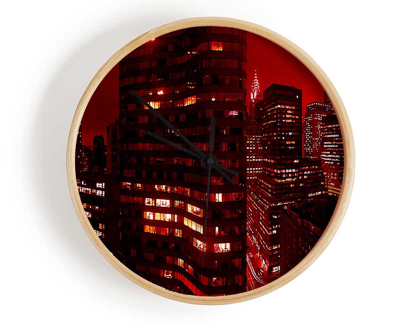 Chrysler Building Red Clock - Wallart-Direct UK