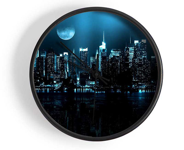 New York City Blue Moon Nights Clock - Wallart-Direct UK