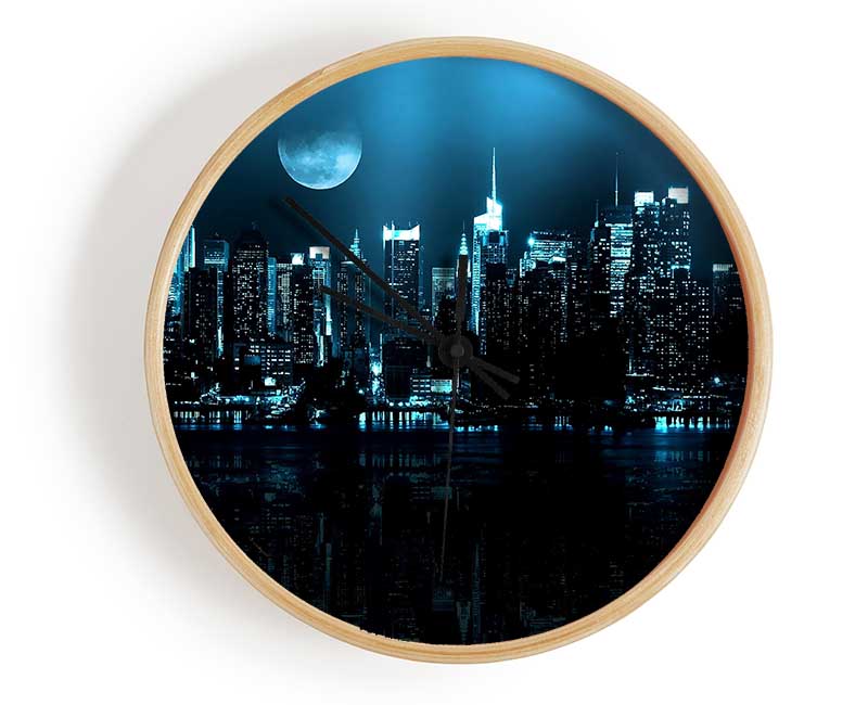 New York City Blue Moon Nights Clock - Wallart-Direct UK