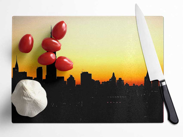 Empire State Building NYC At Sunset Glass Chopping Board