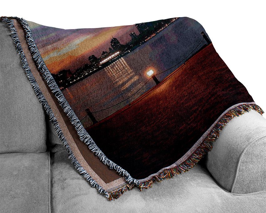 City Across The Water Woven Blanket