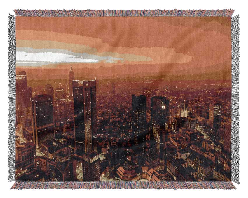 Orange Misty City Woven Blanket