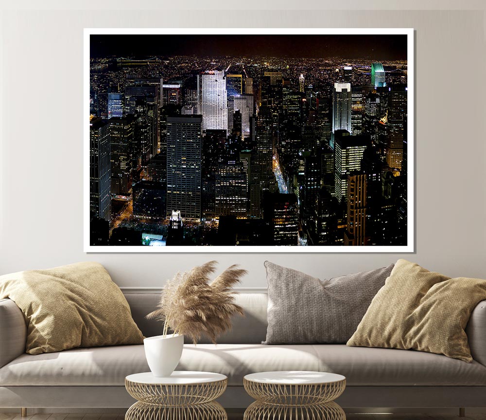 City Building Block Nights Print Poster Wall Art