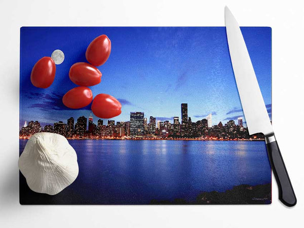 City By Moonlight Glass Chopping Board