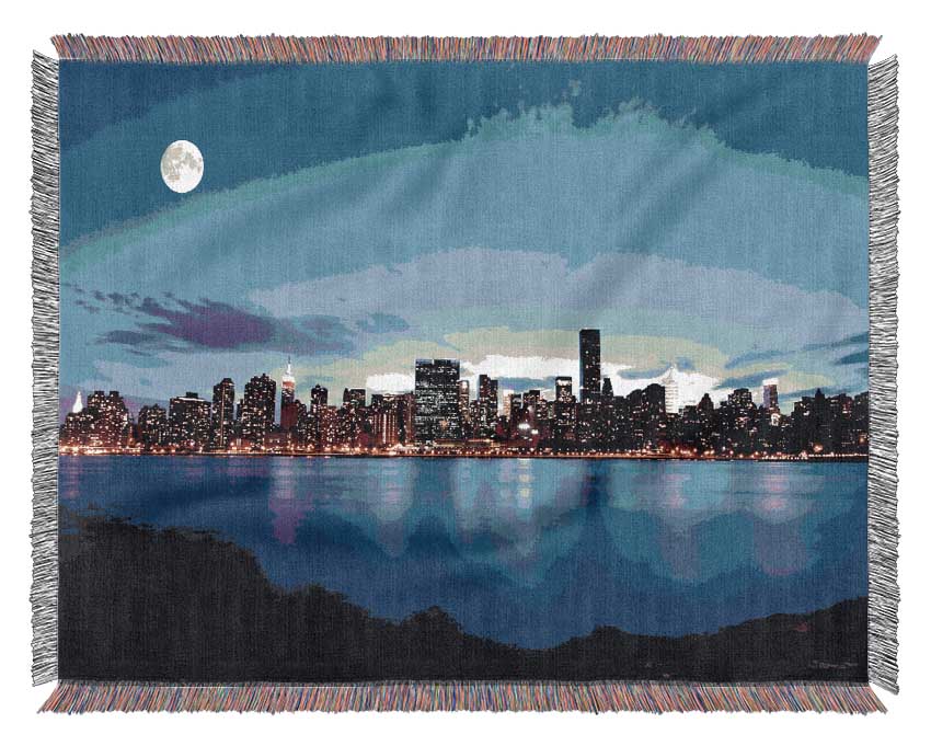 City By Moonlight Woven Blanket