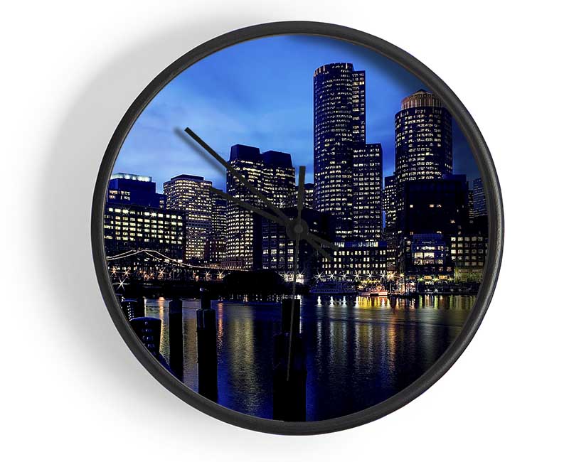 City Glow Night Blues Clock - Wallart-Direct UK