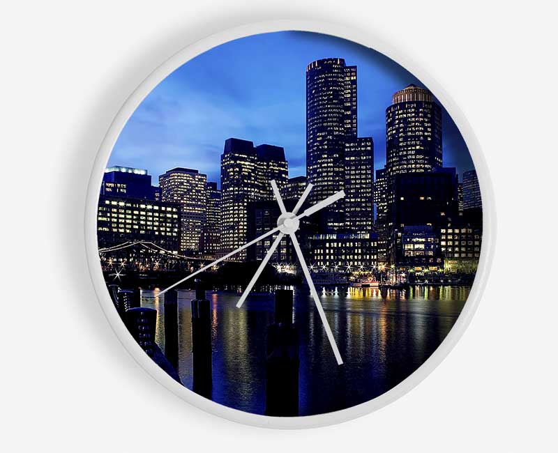 City Glow Night Blues Clock - Wallart-Direct UK