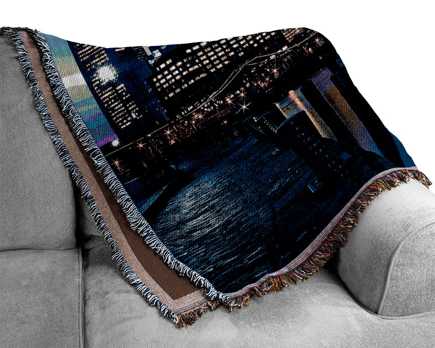 City Glow Night Blues Woven Blanket