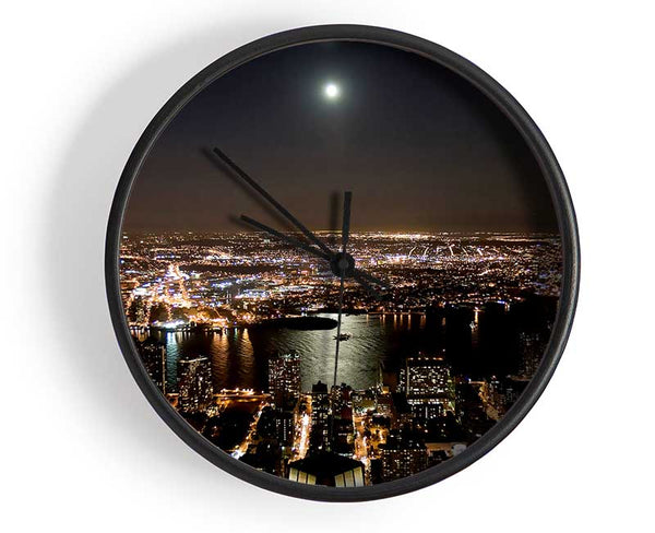 City Harbour Moonlight Clock - Wallart-Direct UK