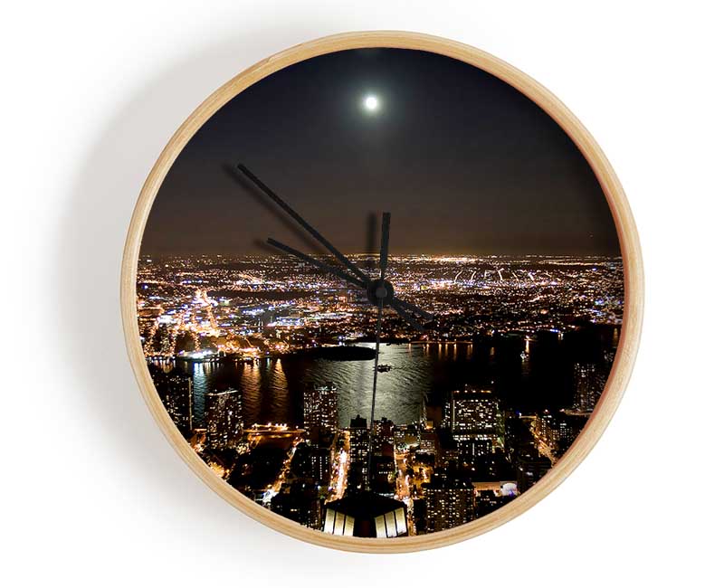 City Harbour Moonlight Clock - Wallart-Direct UK