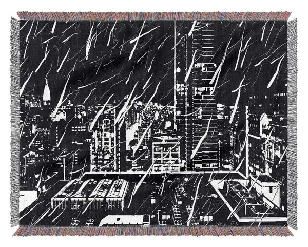 City Illustration B n W Woven Blanket