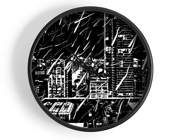 City Illustration B n W Clock - Wallart-Direct UK