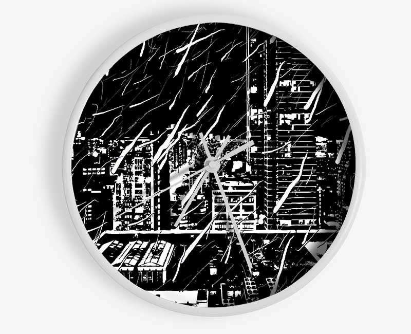 City Illustration B n W Clock - Wallart-Direct UK