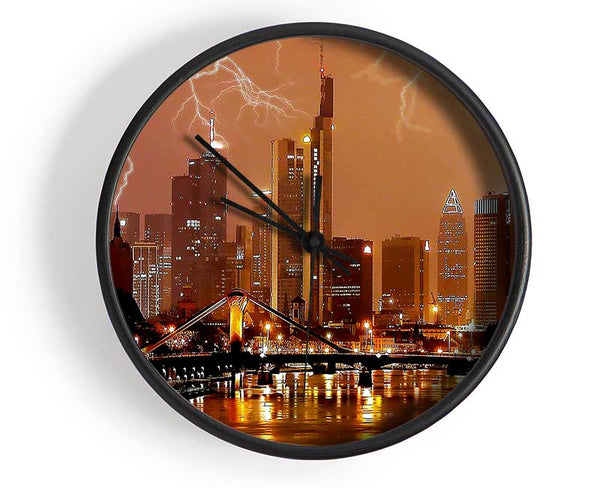 City Lightning Bolts Clock - Wallart-Direct UK