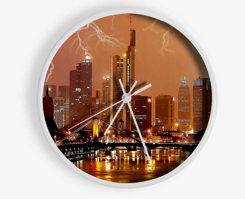 City Lightning Bolts Clock - Wallart-Direct UK