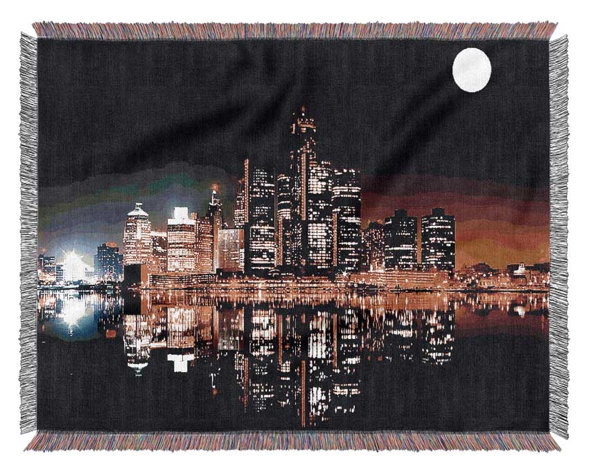 City Moonlit Reflections Woven Blanket