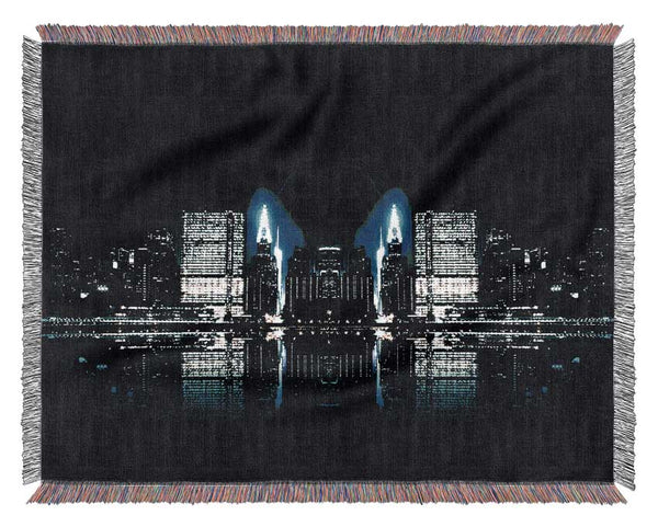 City Night Reflections Woven Blanket