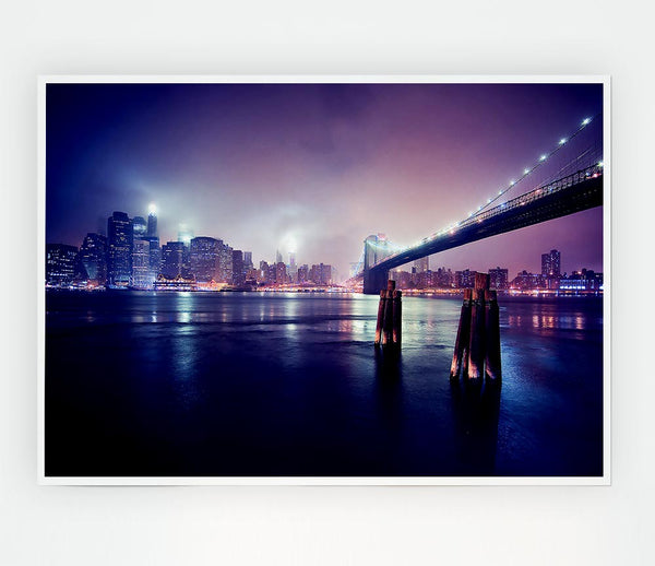 City Nights Lights Print Poster Wall Art