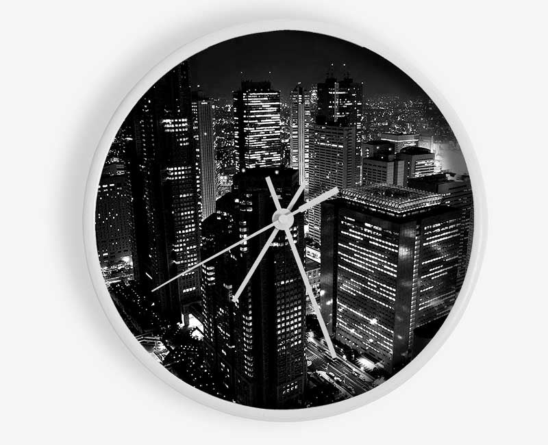 City Nights B n W Clock - Wallart-Direct UK