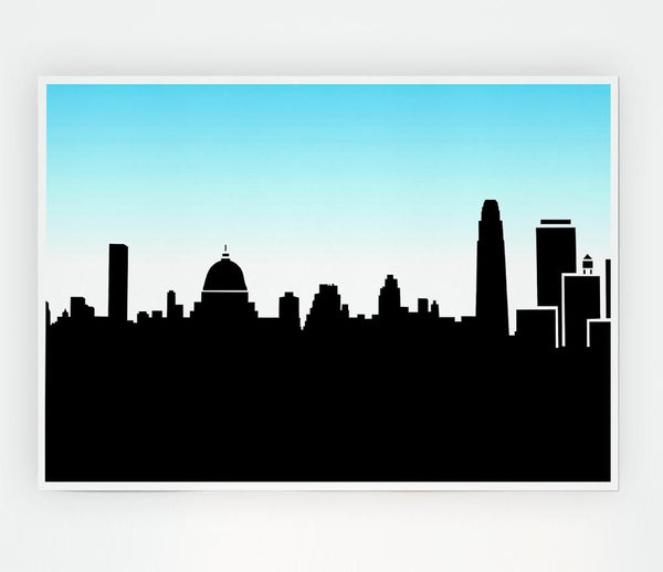 City Skyline Silhouette Print Poster Wall Art