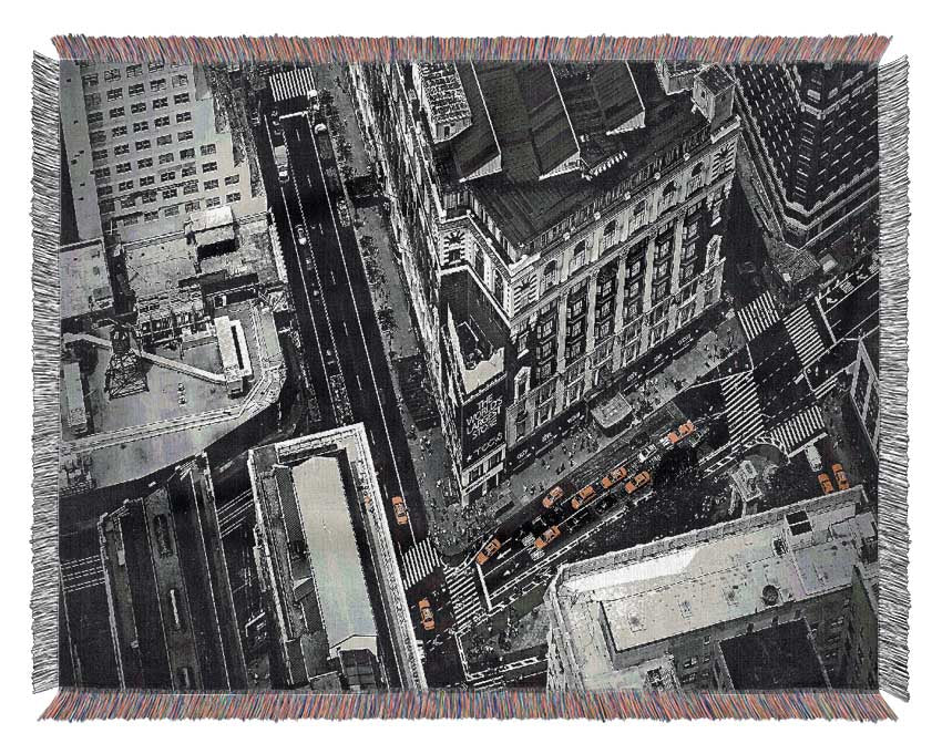 New York City Streets From Above Woven Blanket