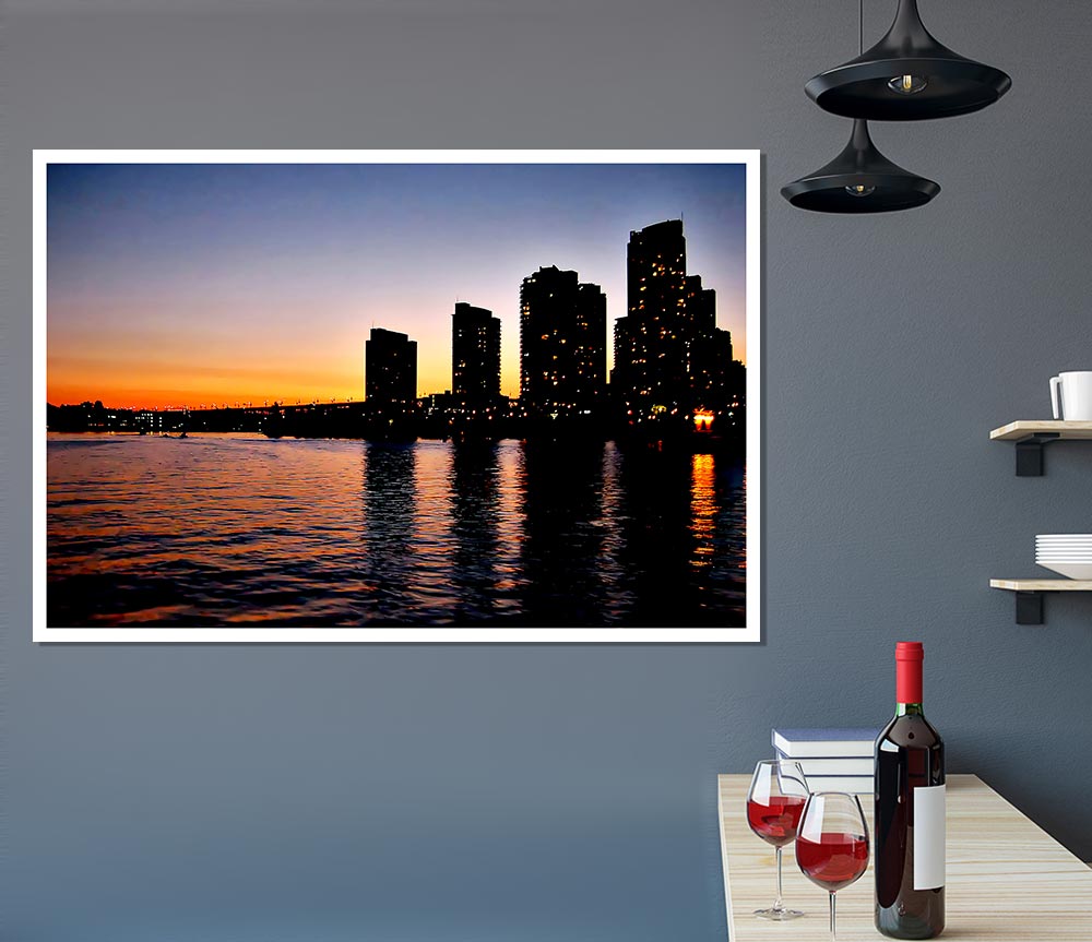 City Sunrise Print Poster Wall Art