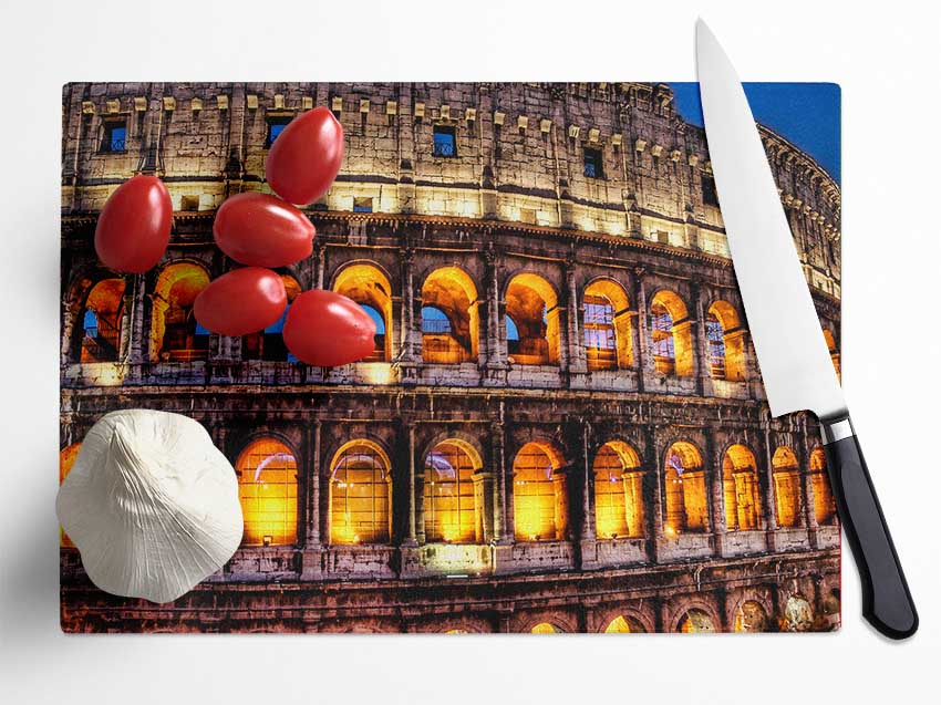 Colosseum Night Lights Glass Chopping Board