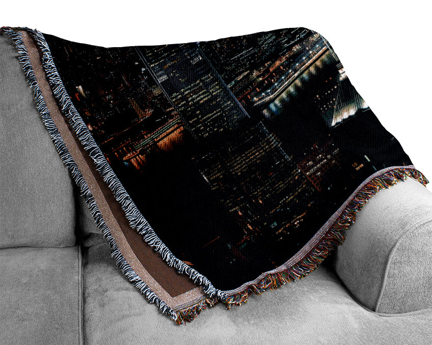 Dark night City Hong Kong Woven Blanket