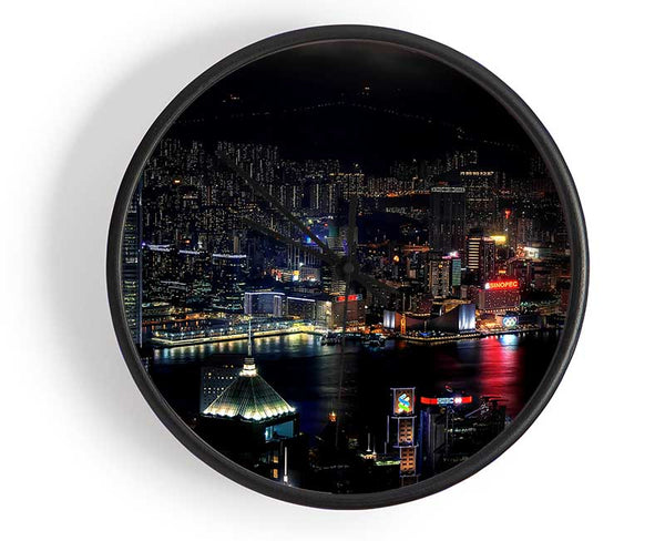 Dark night City Hong Kong Clock - Wallart-Direct UK