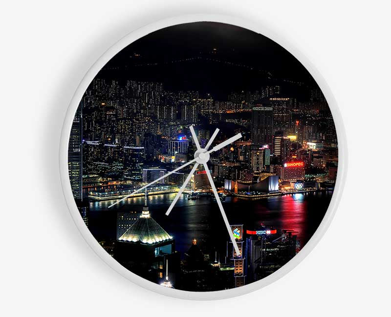 Dark night City Hong Kong Clock - Wallart-Direct UK